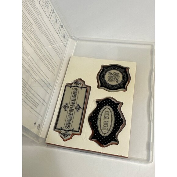 PREOWNED Stampin’ Up! Sale-A-Bration “Layered Labels” 3-Piece Cling Stamp 2 of 2 - Picture 4 of 5